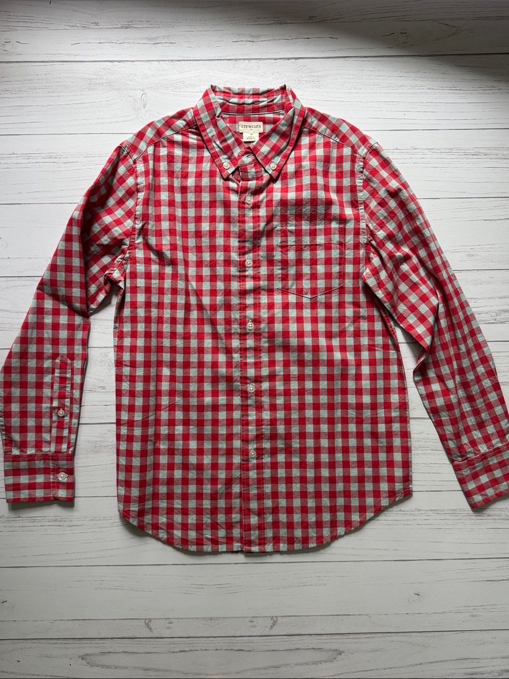 Boys Red Gingham Button-Down Shirt